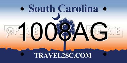 1008AG South Carolina License Plate