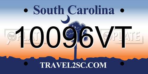 10096VT South Carolina License Plate