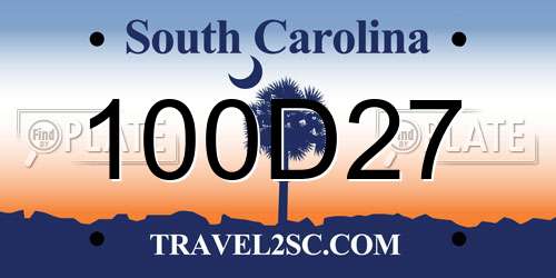 100D27 South Carolina License Plate