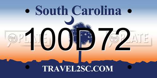100D72 South Carolina License Plate