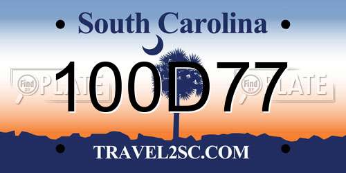 100D77 South Carolina License Plate