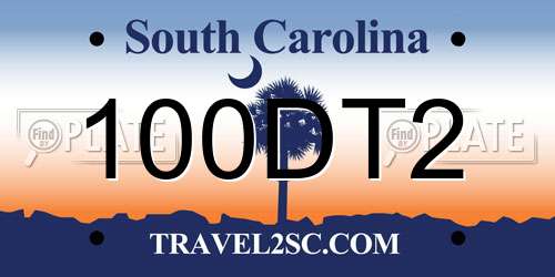 100DT2 South Carolina License Plate