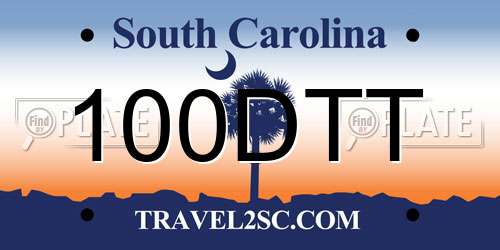 100DTT South Carolina License Plate