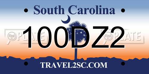 100DZ2 South Carolina License Plate