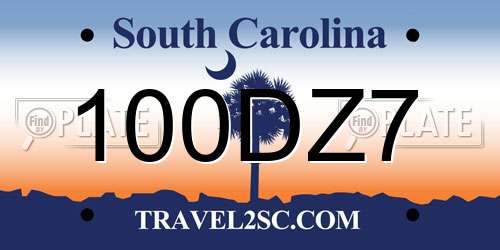 100DZ7 South Carolina License Plate