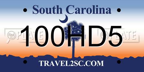 100HD5 South Carolina License Plate