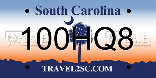 100HQ8 South Carolina License Plate