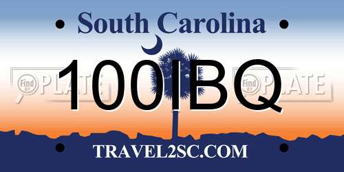 100IBQ South Carolina License Plate