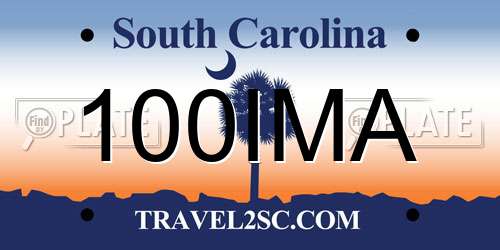 100IMA South Carolina License Plate