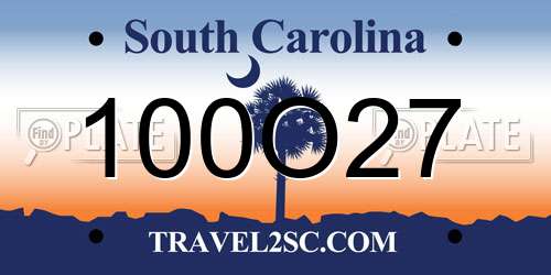 100O27 South Carolina License Plate