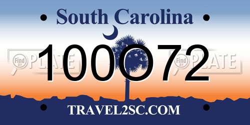 100O72 South Carolina License Plate