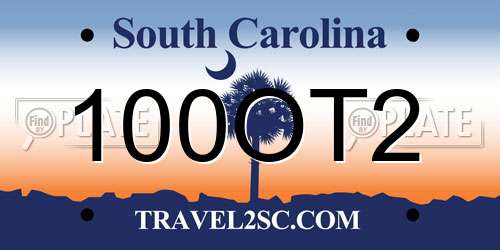 100OT2 South Carolina License Plate