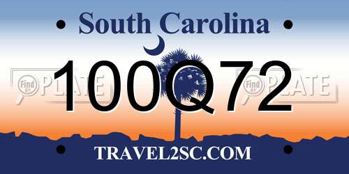 100Q72 South Carolina License Plate