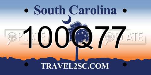 100Q77 South Carolina License Plate
