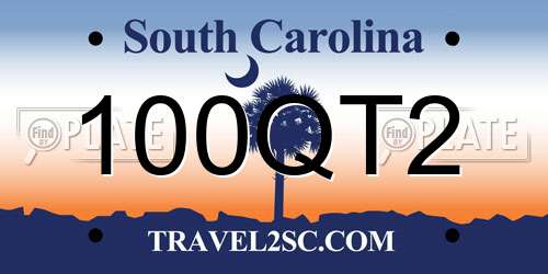 100QT2 South Carolina License Plate