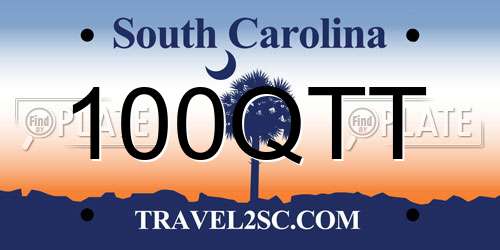 100QTT South Carolina License Plate
