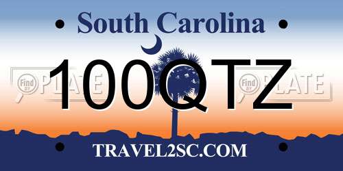 100QTZ South Carolina License Plate