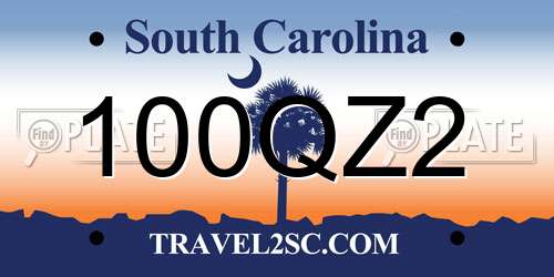 100QZ2 South Carolina License Plate