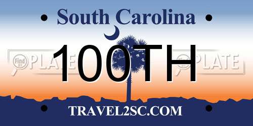 100TH South Carolina License Plate