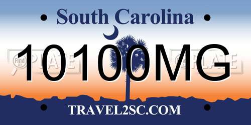 10100MG South Carolina License Plate