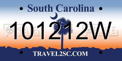101212W South Carolina License Plate
