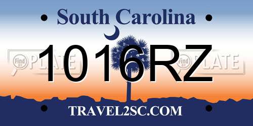 1016RZ South Carolina License Plate
