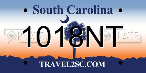 1018NT South Carolina License Plate