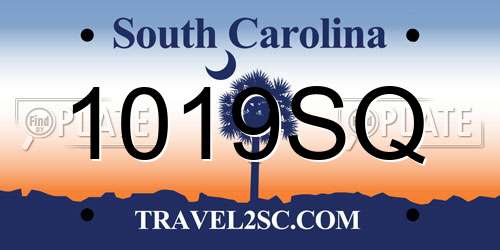1019SQ South Carolina License Plate