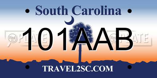 101AAB South Carolina License Plate