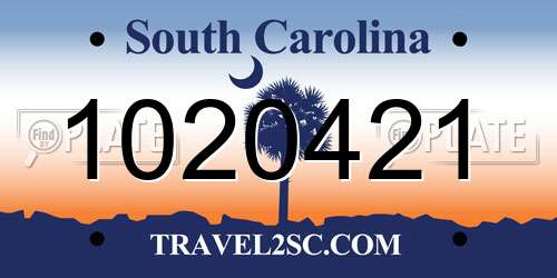 1020421 South Carolina License Plate