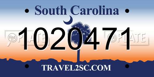 1020471 South Carolina License Plate