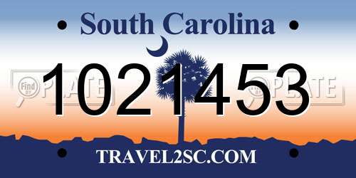 1021453 South Carolina License Plate