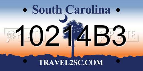 10214B3 South Carolina License Plate