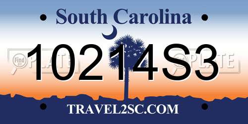 10214S3 South Carolina License Plate