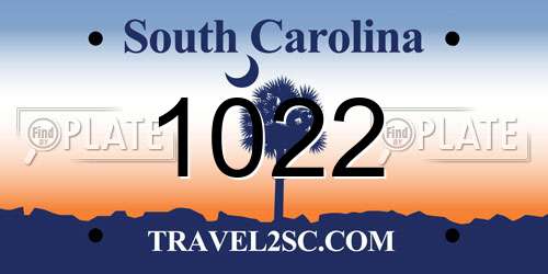 1022 South Carolina License Plate