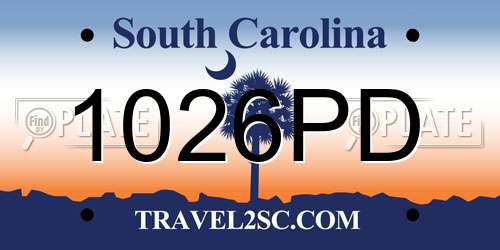 1026PD South Carolina License Plate