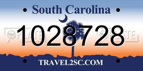 1028728 South Carolina License Plate