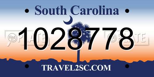 1028778 South Carolina License Plate