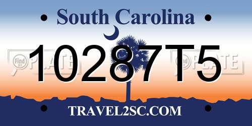 10287T5 South Carolina License Plate