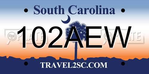 102AEW South Carolina License Plate