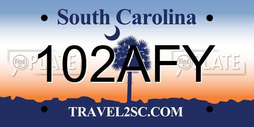 102AFY South Carolina License Plate