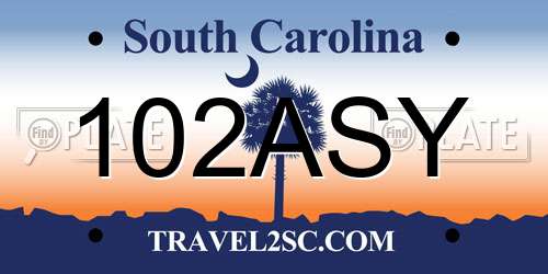102ASY South Carolina License Plate