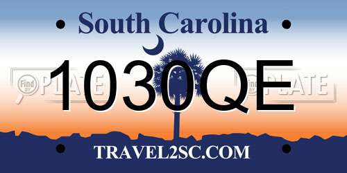 1030QE South Carolina License Plate