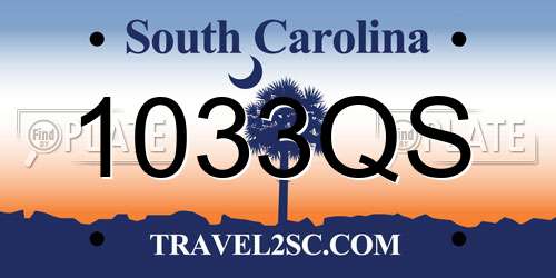 1033QS South Carolina License Plate