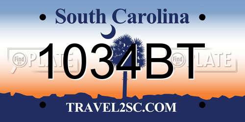 1034BT South Carolina License Plate