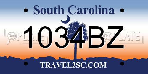 1034BZ South Carolina License Plate