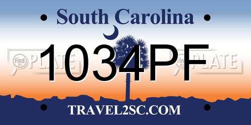 1034PF South Carolina License Plate
