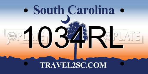 1034RL South Carolina License Plate