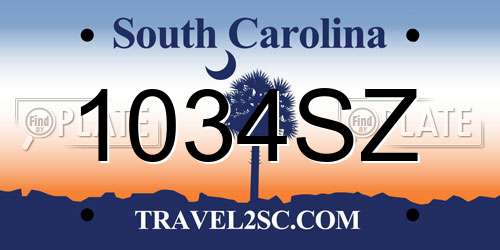 1034SZ South Carolina License Plate