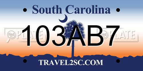 103AB7 South Carolina License Plate